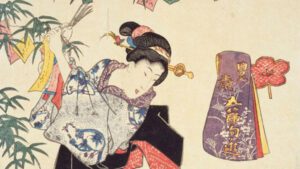 Tanabata ukiyoe with woman and baby