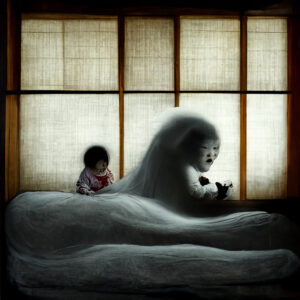 Japanese ghost in room with child ai