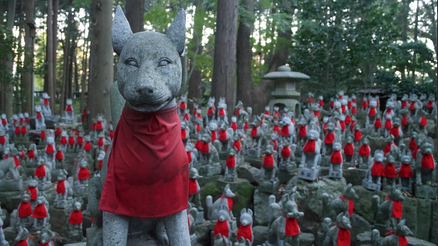 Jizo Monk Statue with Red Bib Jizo Monk Statue with Red Bib