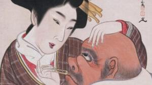 Inoue Setsuzan's Prostitute Plucking Daruma's Beard