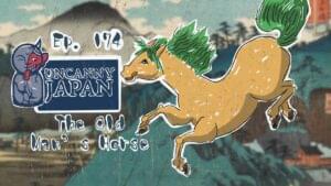 Mythical horse with green hair in a Japanese setting